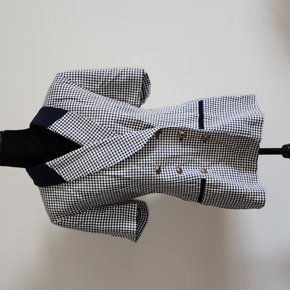 Short Sleeve Blue and White Retro Blazer - Picture 2 of 4